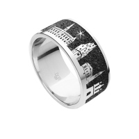 DUR Schmuck Unisex Ring *Hamburg II* Lavasand Silber 925/- rhodiniert (R4820)