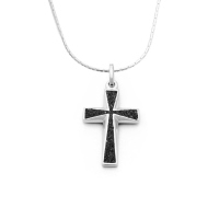 Dur Schmuck Anhänger Kreuz Lavasand Silber 925/- oxidiert (P3137)