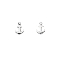 DUR Schmuck kleiner Ohrstecker "Anker" rhodiniert Sterling Silber 925/- (S1453)