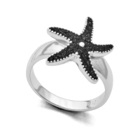 DUR Schmuck Ring Seestern , Lavasand, Silber 925/- rhodiniert (R4648)