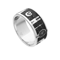 DUR Schmuck Ring "München" Nachtring Lavasand Silber 925/- rhodiniert (R4778)