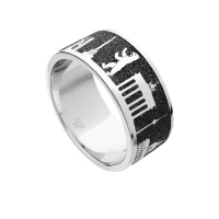 DUR Schmuck Ring "Berlin" Nachtring Lavasand Silber 925/- rhodiniert (R4779)