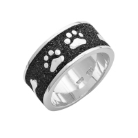 DUR Schmuck Ring "Lucky Dog" 925/- Sterlingsilber Lavasand rhodiniert (R4663)