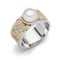 DUR Schmuck Ring STRANDPERLE Strandsand, Silber 925/- rhodiniert (R4924)