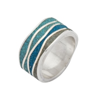 DUR Schmuck Ring "MEER" Strandsand, Steinsand, Silber 925/- rhodiniert (R5106)