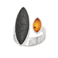 UVP 109€ DUR Schmuck Ring SANDBANK Lavasand, Bernstein,  Silber 925/- (R5102)