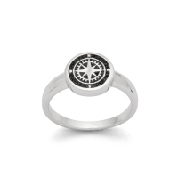 DUR Schmuck Ring "Kompass" Lavasand, Silber 925/- rhodiniert (R5158)