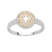 DUR Schmuck Ring "Kompass" Strandsand, Silber 925/- rhodiniert (R5157)