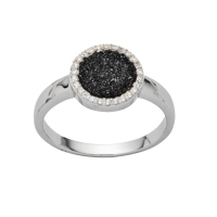 DUR Schmuck Ring "Wasserflimmern" Lavasand, Zirkonia, Silber 925/- rhodiniert (R5159)