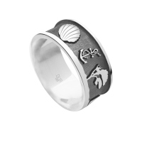 DUR Schmuck Ring OSTSEE 2.0, Silber 925/- rhodiniert - oxidiert (R5231)