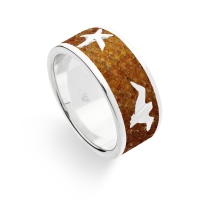 UVP 99€ - DUR Schmuck Ring Möwe / Seestern / Welle Bernstein 925 Silber 925/-(R5241)