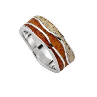 DUR Schmuck Ring Strandwellen Bernsteinsand, Strandsand, Silber 925/- rhodiniert (R5407)