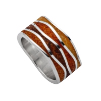 DUR Schmuck Ring BERNSTEINWELLE Bernstein, Strandsand, Silber 925/- rhod (R5404)