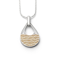 DUR Schmuck großer Anhänger Strandwellen Strandsand, Silber 925/- rhod. ( P3583 )