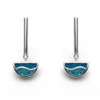 DUR Schmuck Ohrhänger WELLE Steinsand, Silber 925/- rhod. (O5114)