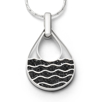 UVP 129€ DUR Schmuck großer Anhänger Strandwellen Lavasand, Silber 925/- rhod. ( P3582 )