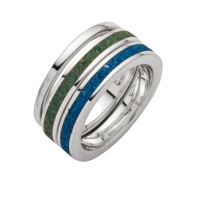 UVP 109€ - DUR Schmuck 3 Ringe MEERESBLAU 2.0 Steinsand,Silber 925/- rhodiniert (R5239)