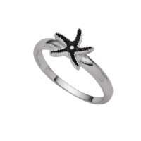 DUR Schmuck Ring SEESTERN MINI Lavasand,Silber 925/- rhodiniert (R5427)