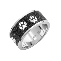 DUR Schmuck Ring Lucky Cat Sandkatze Lavasand Silber 925/- rhodiniert  (R4689)
