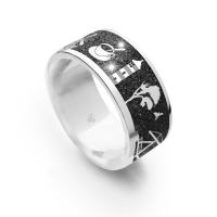 DUR Schmuck Unisex Ring OSTFRIESLAND Lavasand, Silber 925/- (R4985)