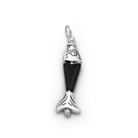 DUR Anhänger Sprotte -  Fischanhänger - Lavasand, Silber 925/- oxidiert (P3537)