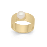 DUR Schmuck Ring BETTY Perle, vergoldet, Silber 925/- (R5415)