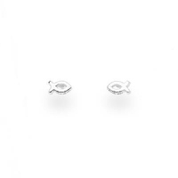 DUR Schmuck kleiner Ohrstecker FISCH rhodiniert Sterling Silber 925/- (S1479)