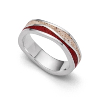 DUR Schmuck Ring FEUERWELLE, Strandsand und Koralle, Silber 925/- rhodiniert (R5400)