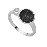 DUR Schmuck Ring POLARSTERN, Lavasand Zirkonia Silber 925/- rhodiniert(R5280)