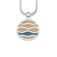 DUR Schmuck Anhänger Strandwellen Strandsand, blauer Steinsand, Silber 925/- rhod. ( P3782)