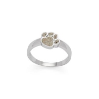 DUR Schmuck Ring HUNDEPFOTE Strandsand, Silber 925/- rhodiniert (R5609)