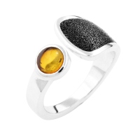 DUR Schmuck Ring Lavasand, Bernstein, Silber 925/- (R4781) Größe variabel