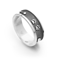 DUR Schmuck Ring LUCKY DOG 2.0 sandlos schwarz, Silber 925/- rhodiniert (R5621)
