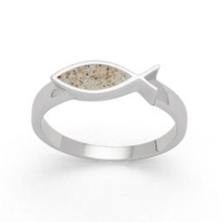 DUR Schmuck Ring FISCH Strandsand, Silber 925/- rhodiniert (R5612)