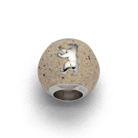 DUR Schmuck Bead BERLIN Steinsand (aus der Berliner Mauer), Silber 925/- rhodiniert. (P3607)