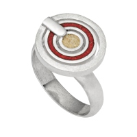 DUR Schmuck Ring ROTER PIRAT Koralle, Strandsand, Silber 925/- rhodiniert (R5659) Größe variabel