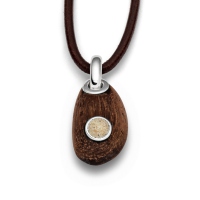 DUR Schmuck Anhänger Treibholz *Holzkiesel* mit Strandsand, Silber 925/- (P3796)