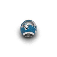 DUR Schmuck Bead WELTKUGEL blauer Steinsand, Silber 925/- rhod. (P3820) Wechselperle