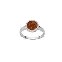 DUR Schmuck Ring "Wasserflimmern" Bernsteinsand, Zirkonia, Silber 925/- rhodiniert (R5631)