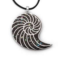 DUR Schmuck Anhänger großer NAUTILUS,Mosaik-Seeopal, Silber 925/- (P4090 )
