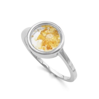 DUR Schmuck Ring GOLDREGEN Bernstein, Muschel, Perle, Silber 925/- rhodiniert (R4850)