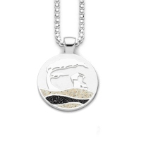 DUR Schmuck Anhänger Strandwellen STRANDSAND LOGO Lavasand Silber 925/- rhodiniert (P3963)