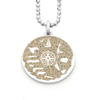 DUR Schmuck Anhänger NORDSEE KOMPASSROSE, Strandsand, Silber 925/- (P3946)