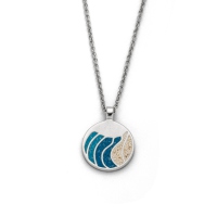 DUR Schmuck Kette WELLE 2.0 Strandsand/Steinsand blau, Silber 925/- rhodiniert (K2650)