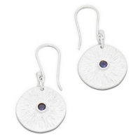 UVP 107€ - DUR Schmuck Ohrhänger silbernes SONNENRAD Wassersaphir, Silber 925/- (O5166)