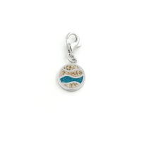 DUR Schmuck Charm Strandwellen Strandsand, Steinsand, Silber 925/- rhodiniert (F253) mit Karabiner