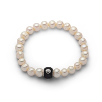 UVP 98,90€ DUR Armband Süsswasser PERLEN Lavasandbead Silber 925/- Länge flexibel (A1569)