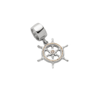 DUR Schmuck Charm STEUERRAD, Strandsand, Zirkonia, Silber 925/- rhodiniert (F260) mit Öse