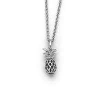 DUR Schmuck Kette ANANAS Lavasand, Silber 925/- rhod. 42cm (K2687)