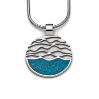 DUR Schmuck Anhänger Strandwellen blauer Steinsand, Silber 925/- rhod. (P3580)